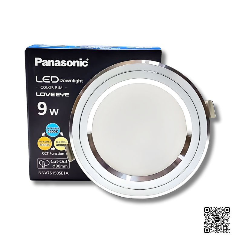 Đèn LED Âm Trần Panasonic Color Rim NNV76150SE1A Viền Bạc 9W | 3 Chế Độ Màu